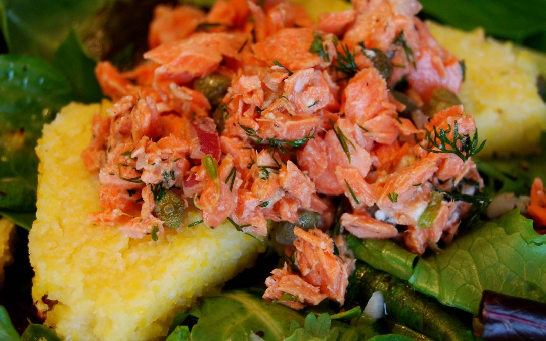 Salmon Salad with Parmesan Polenta