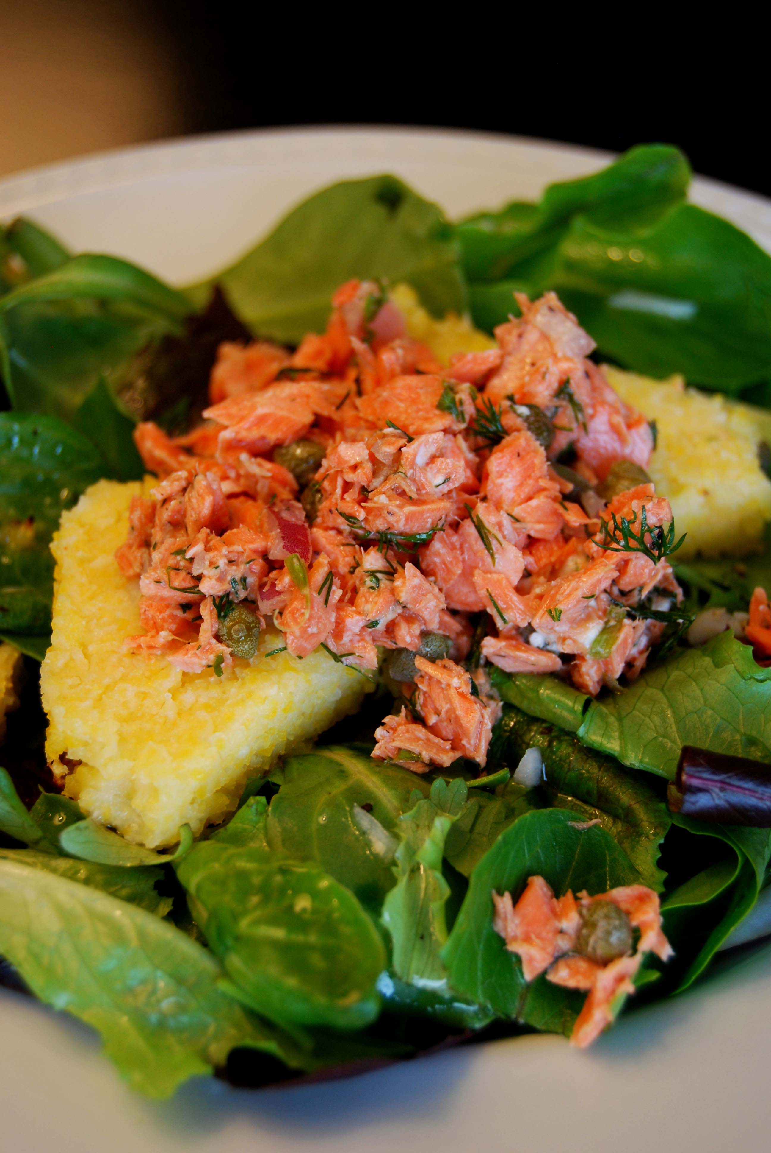 Salmon Salad with Parmesan Polenta