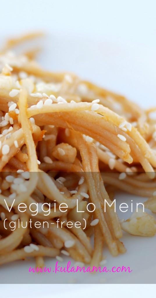 veggie lo mein by www.kulamama.com takes under 30 minutes to make and my kids love this gluten-free dinner.